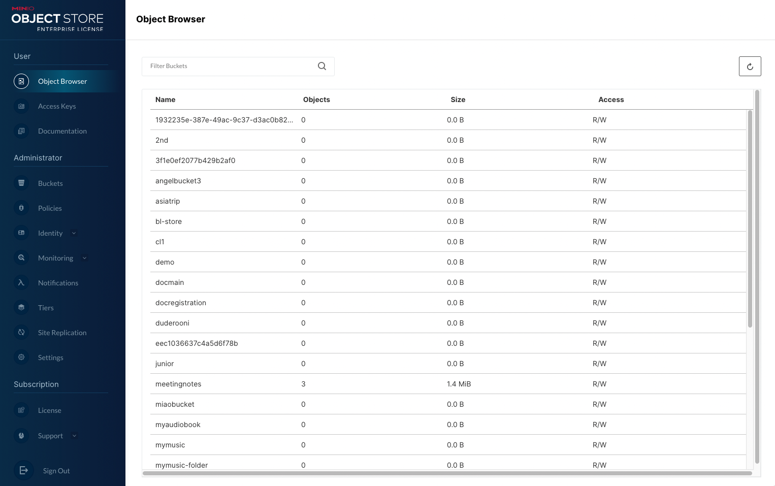 MinIO控制台显示未输入用户名和密码的界面